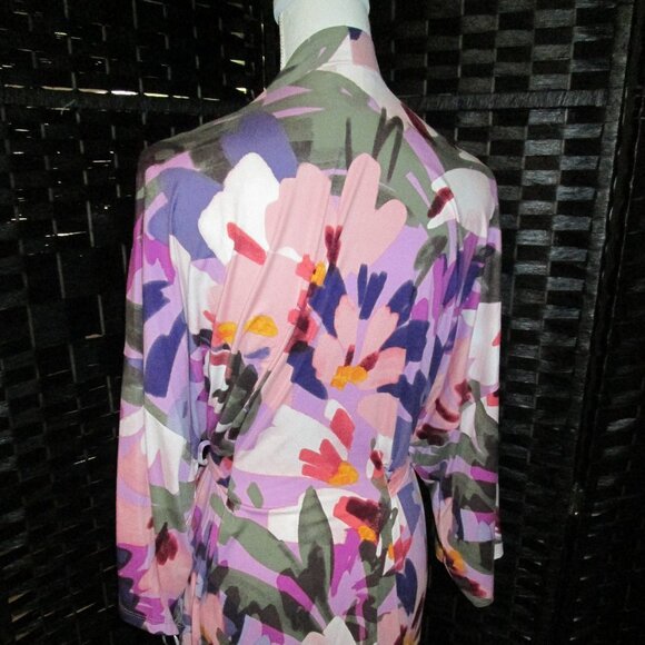 Linea Donatella Purple Botanical Print Knit Robe NWT L/XL - Picture 6 of 6